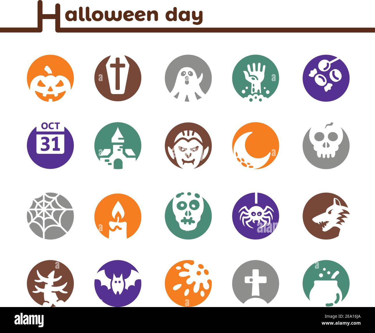 halloween icon set,inverse style Stock Vector