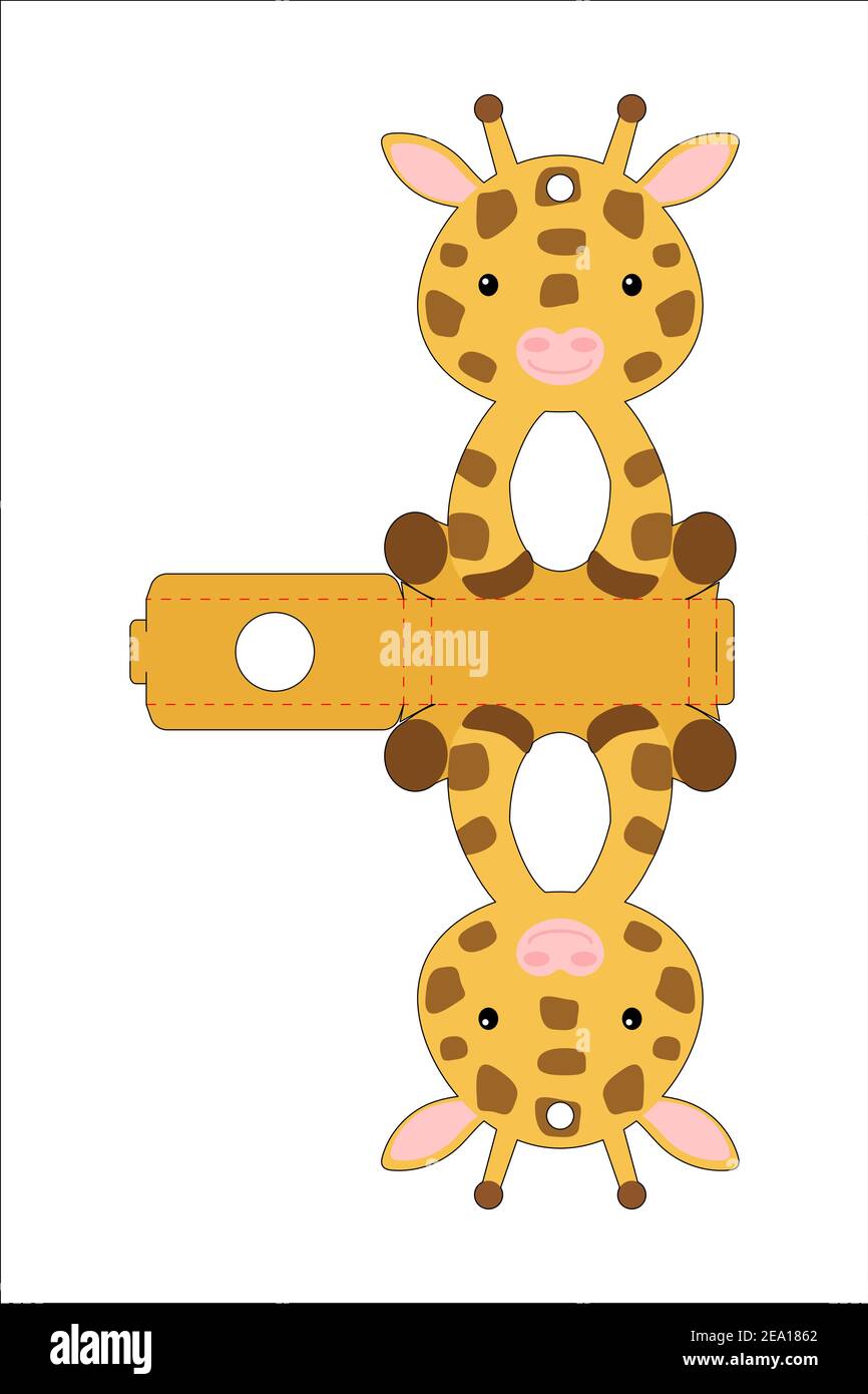 Cute easter egg holder giraffe template. Retail paper box for the