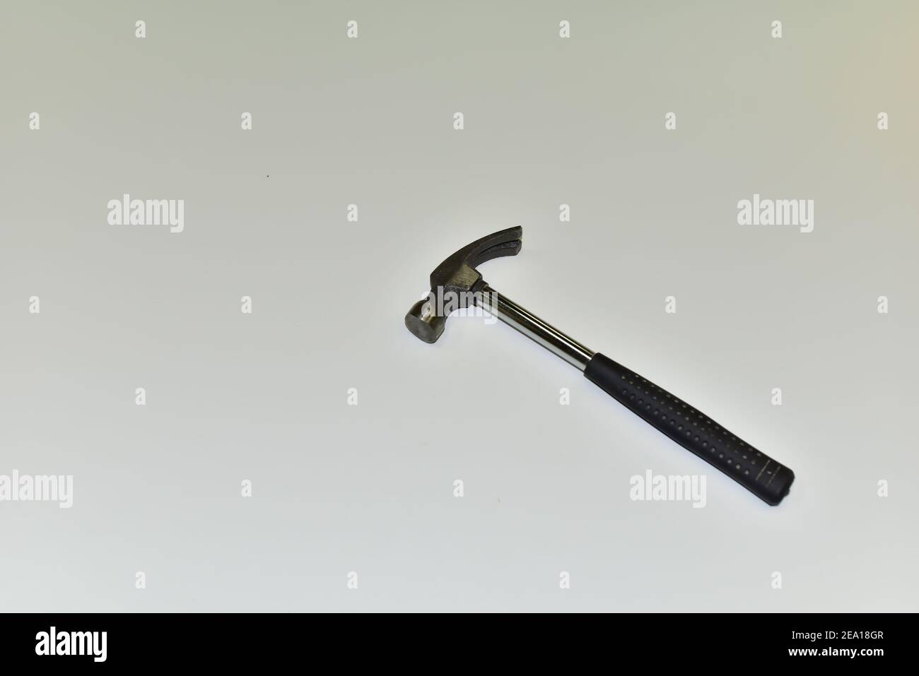Claw Hammer with Tubular Handle on white background. Woodworking Hand