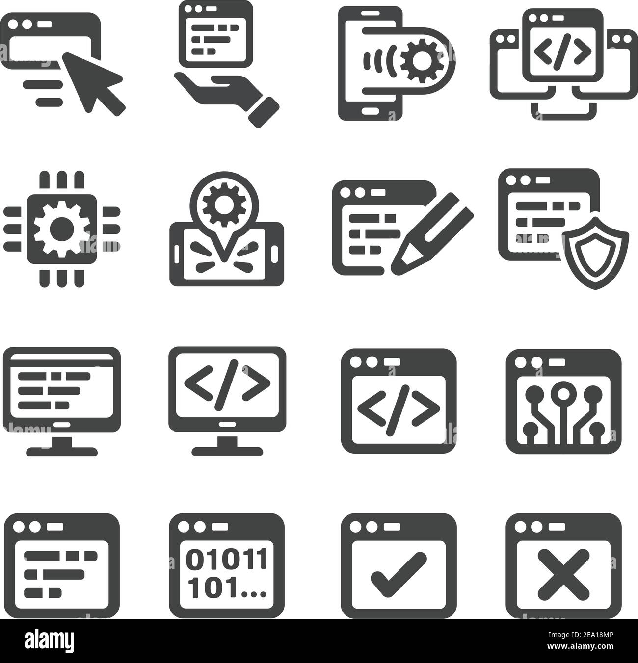 programming icon set Stock Vector