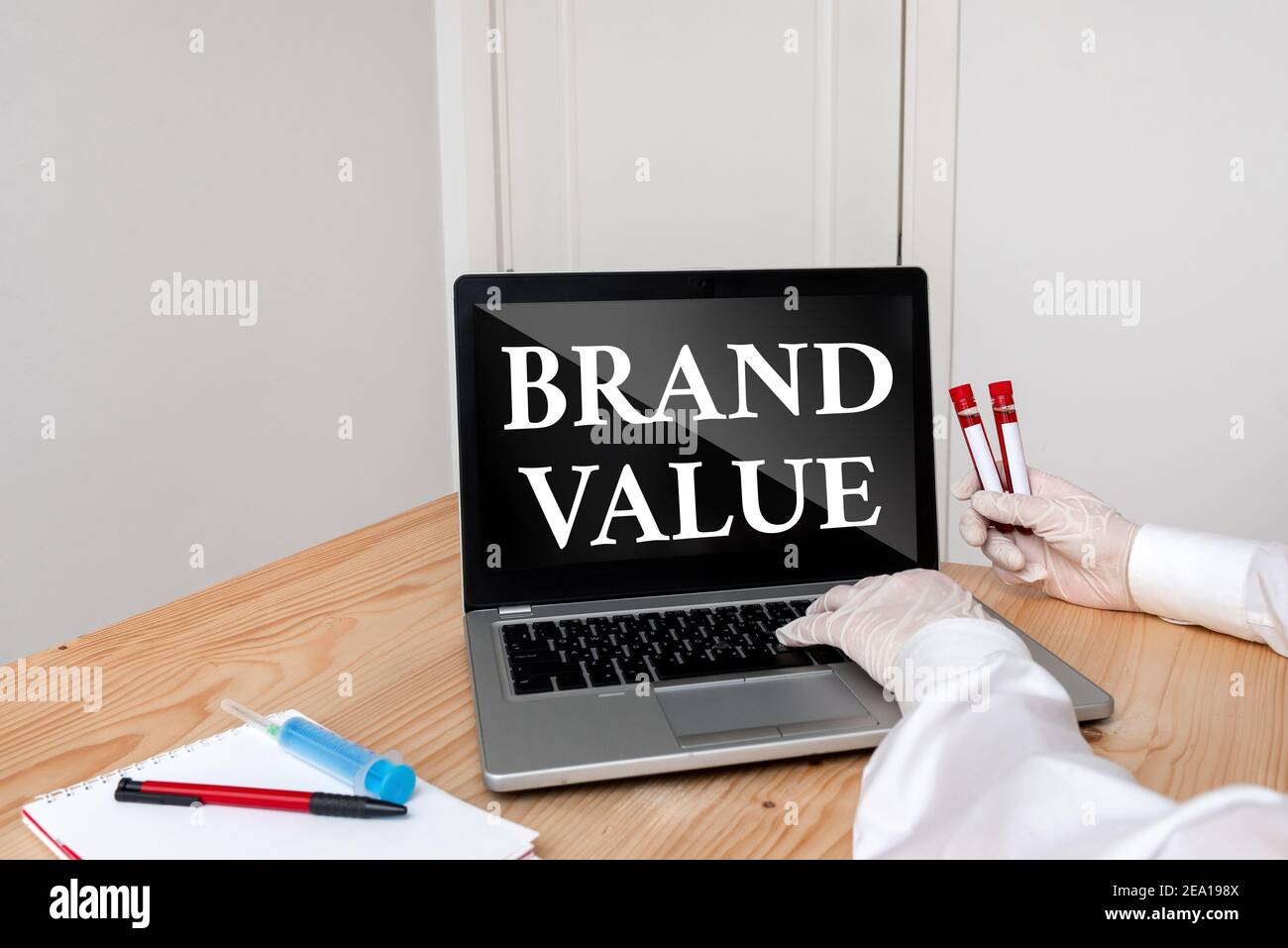 Writing note showing Brand Value. Business concept for company ...