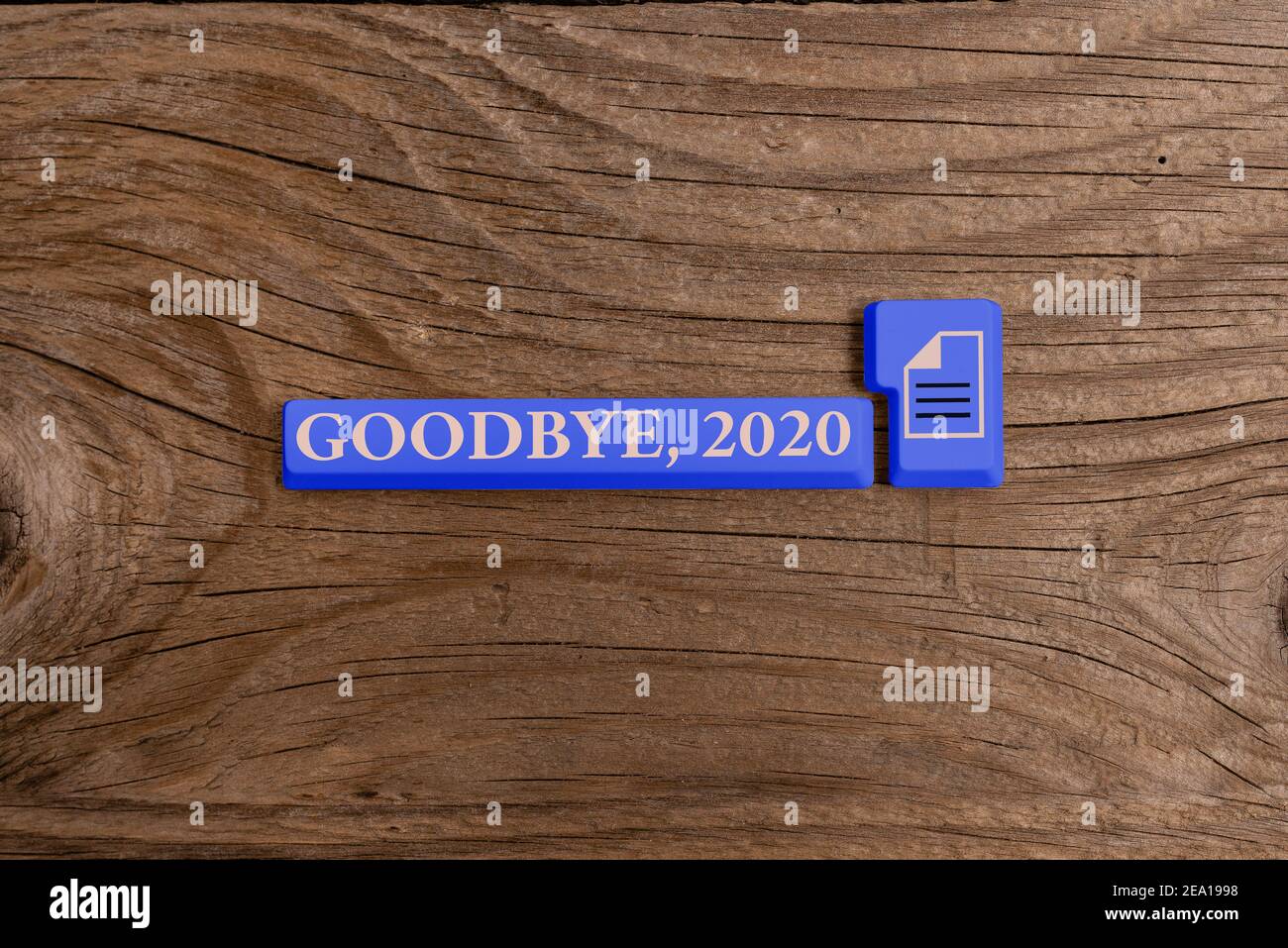 Word writing text Goodbye 2020. Business photo showcasing New Year Eve Milestone Last Month Celebration Transition Different Colored PC keyboard key W Stock Photo