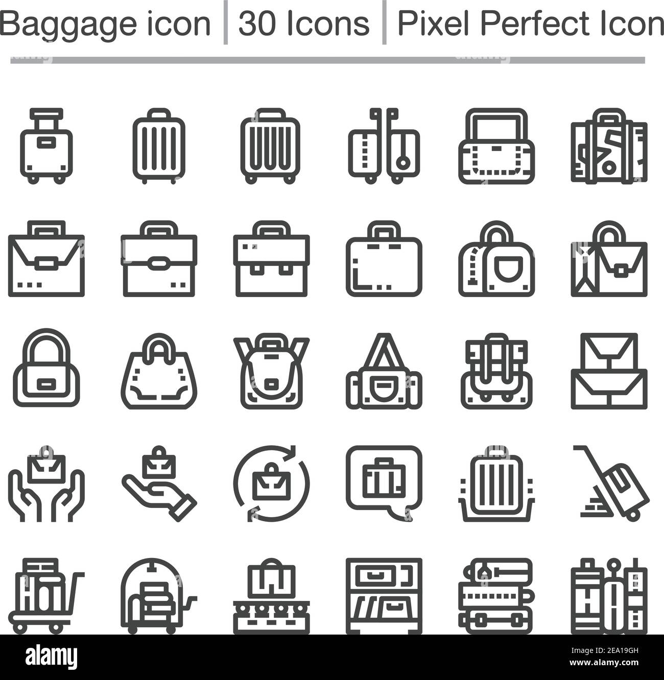 baggage,luggage line icon set Stock Vector