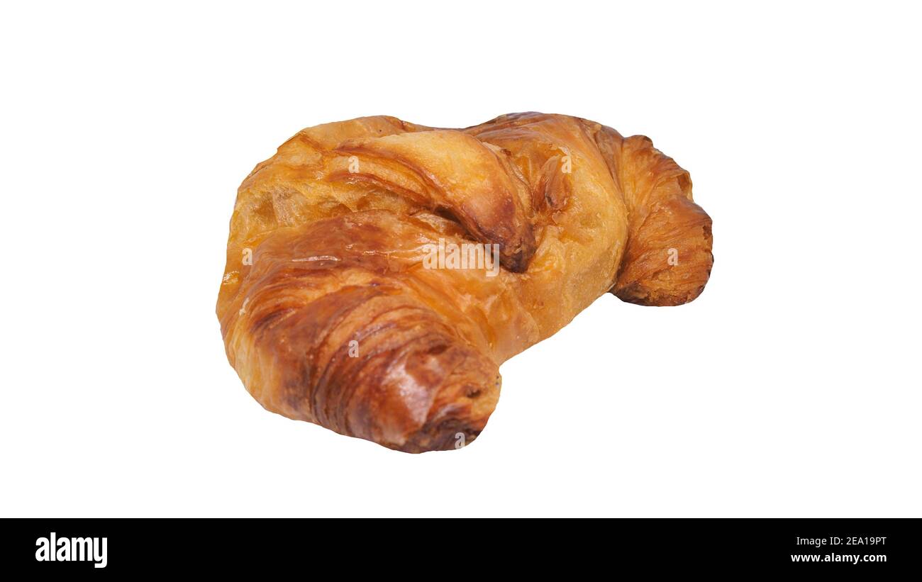 Plain croissant on isolated white background with clipping path. Food ...
