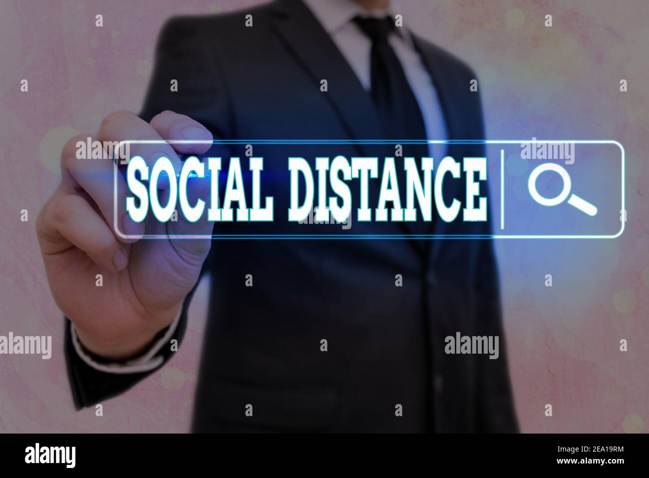 Word writing text Social Distance. Business photo showcasing maintaining a high interval physical distance for public health safety Web search digital Stock Photo