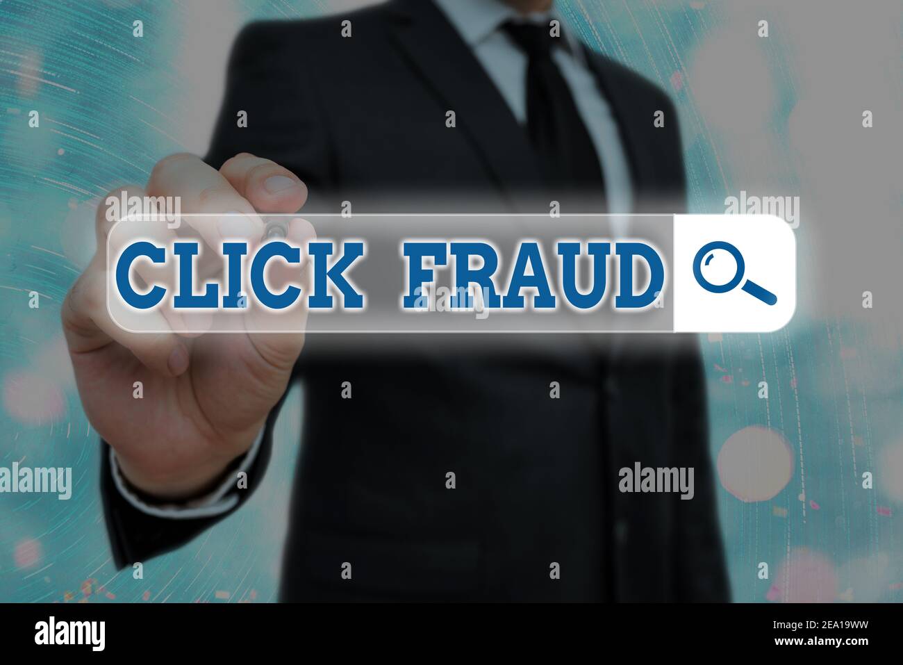 Writing note showing Click Fraud. Business concept for practice of repeatedly clicking on advertisement hosted website Web search digital information Stock Photo