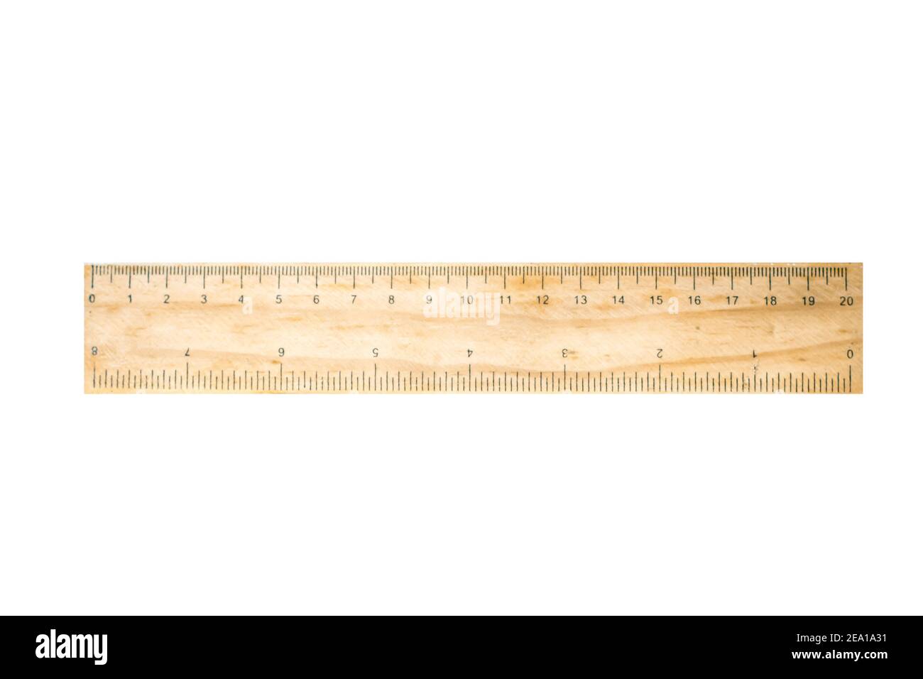 wooden rulers in centimeter and inch on old wood rustic background nature eco environment concept idea isolate white background with clipping path Stock Photo