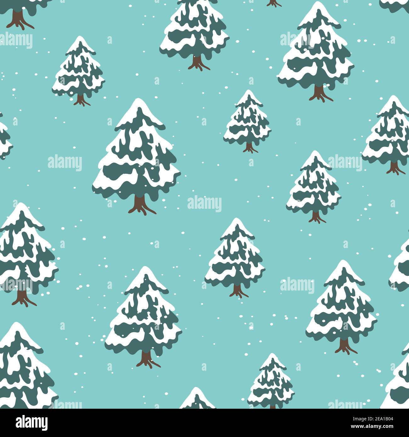 Winter seamless pattern with Christmas tree and snowflakes on color ...