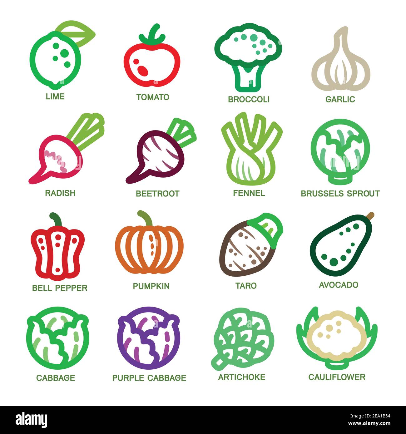vegetable thin line icon set,vector illustration Stock Vector
