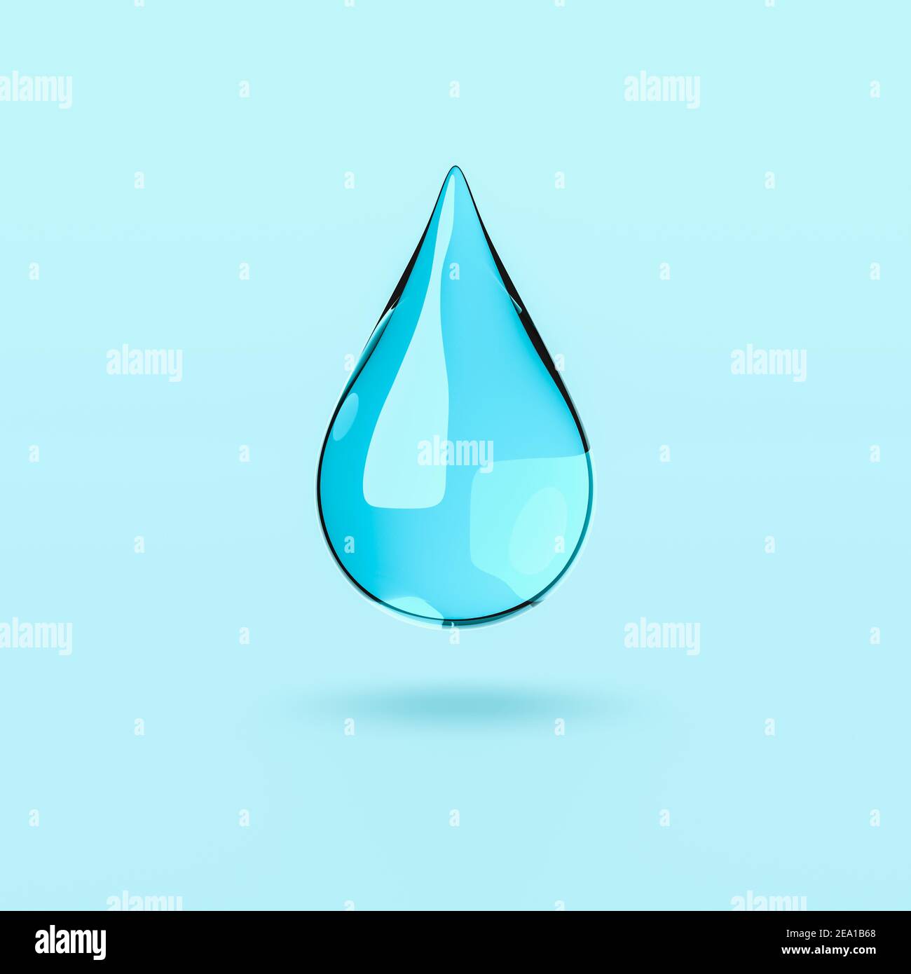 One Water Drop on Blue Background Stock Photo