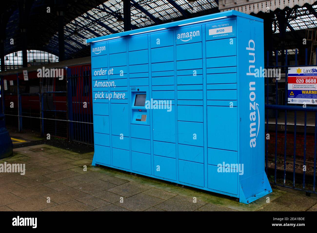 Amazon collection hub at Brighton Station, England Stock Photo
