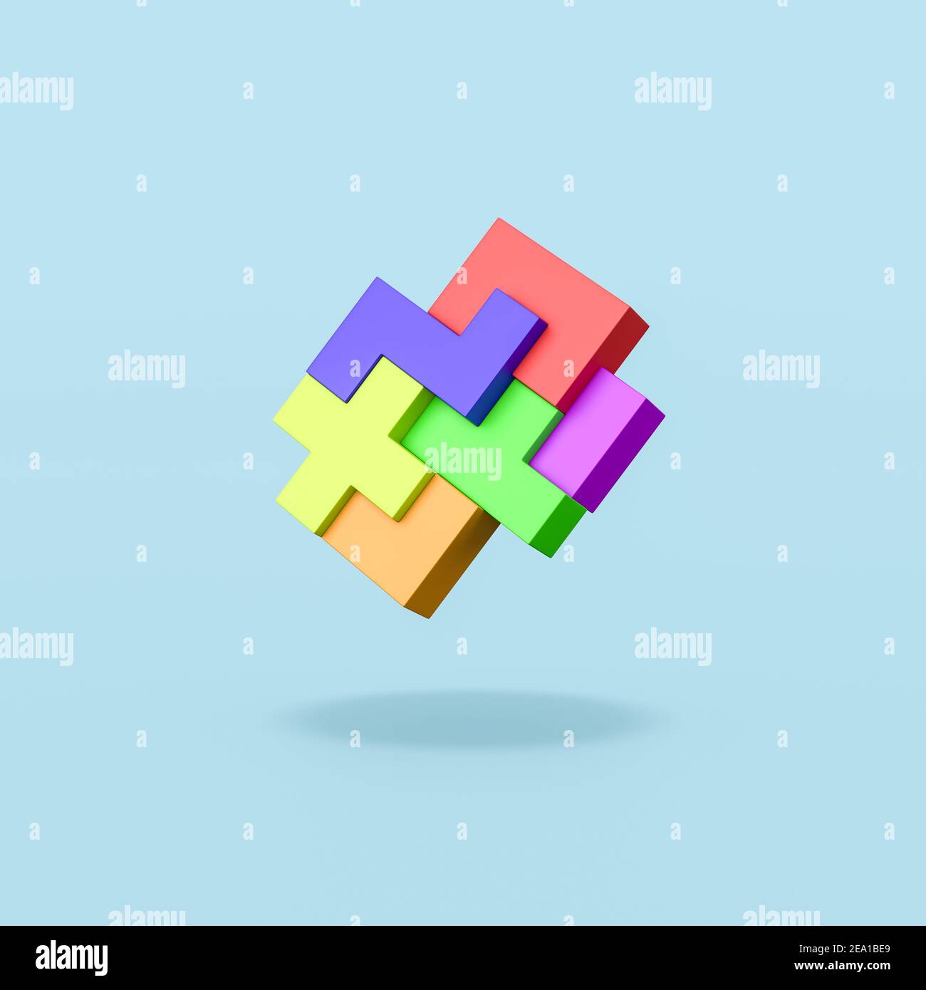 Colorful Blocks Combined on Blue Background Stock Photo - Alamy