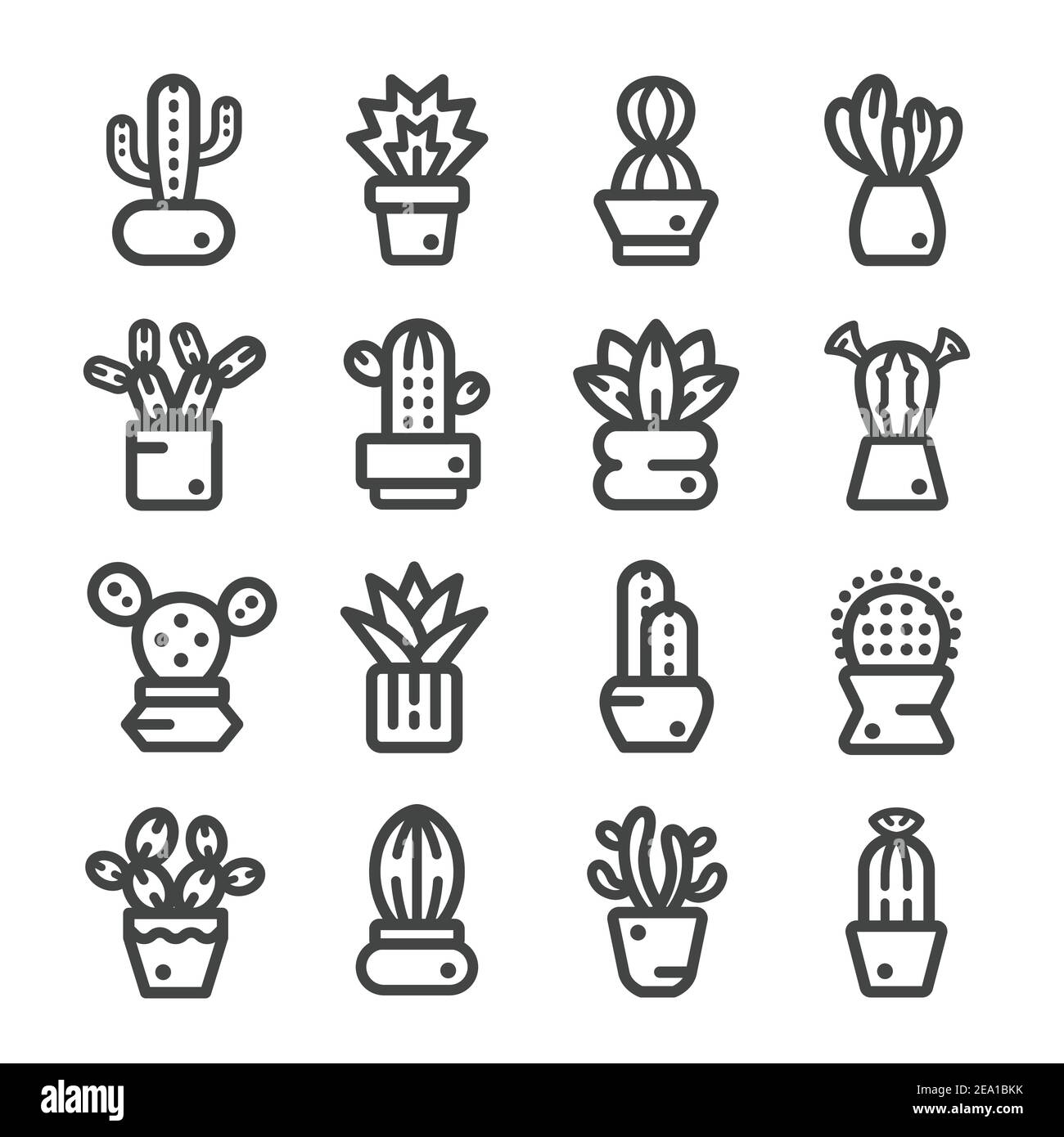 cactuses,succulent plant,thin line icon Stock Vector