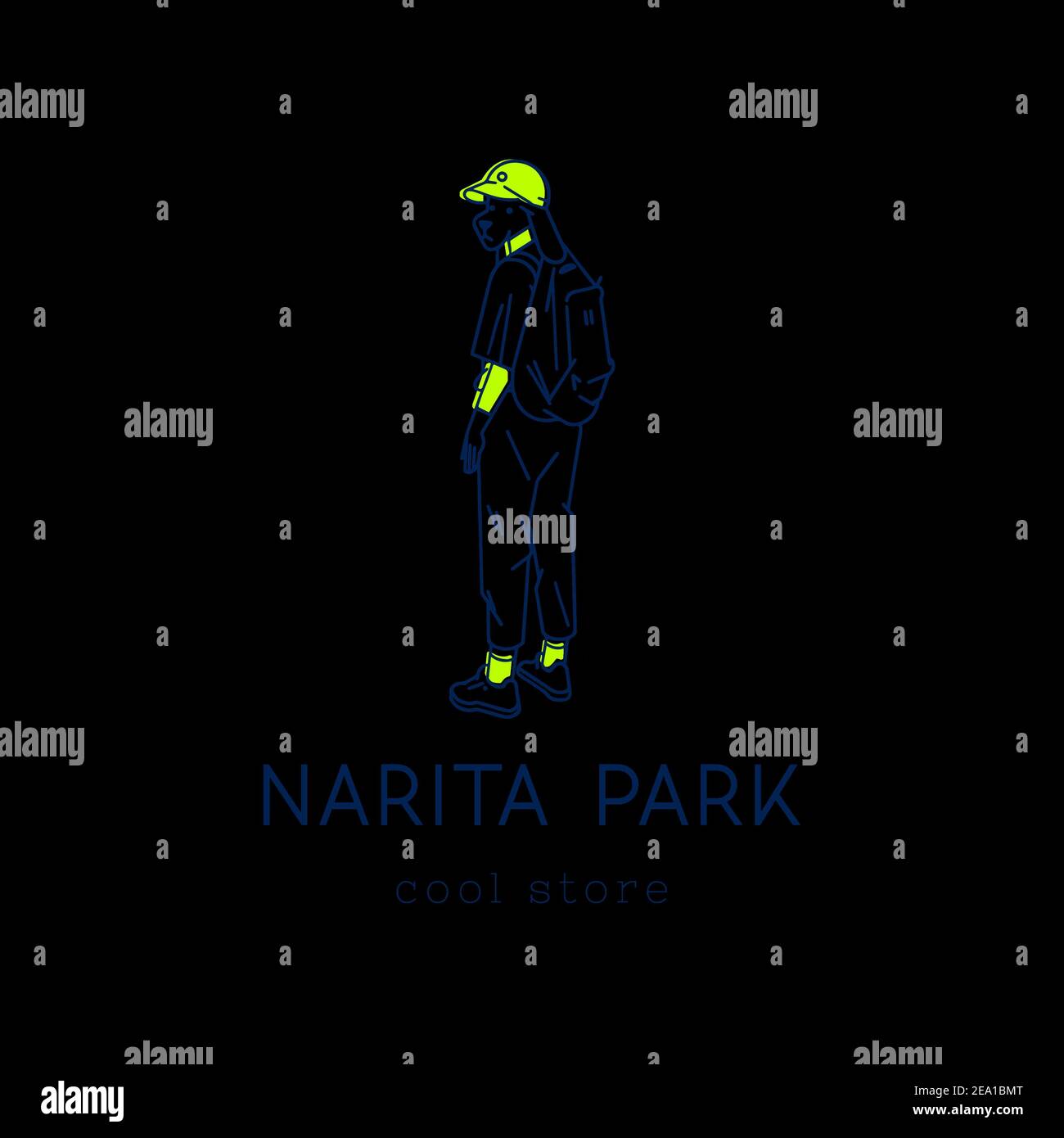 Alternative Clothing Brand logo Featuring A Hand Drawn character Stock