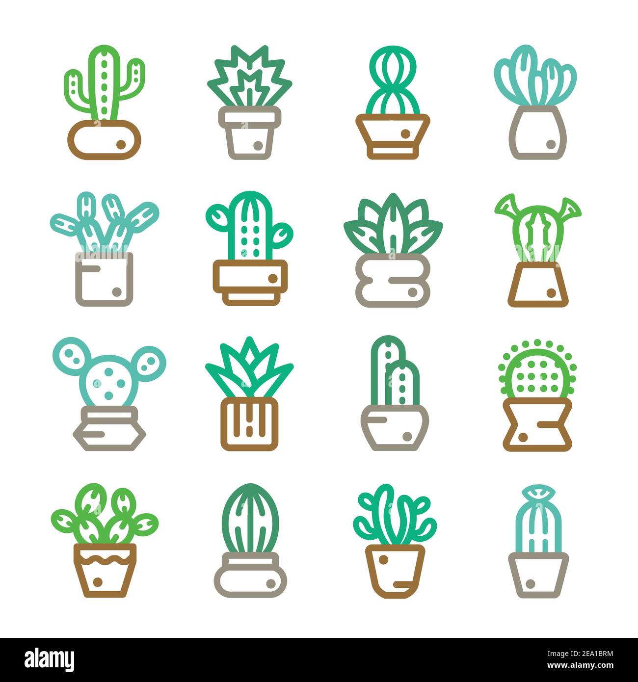 cactuses,succulent plant,thin line icon Stock Vector