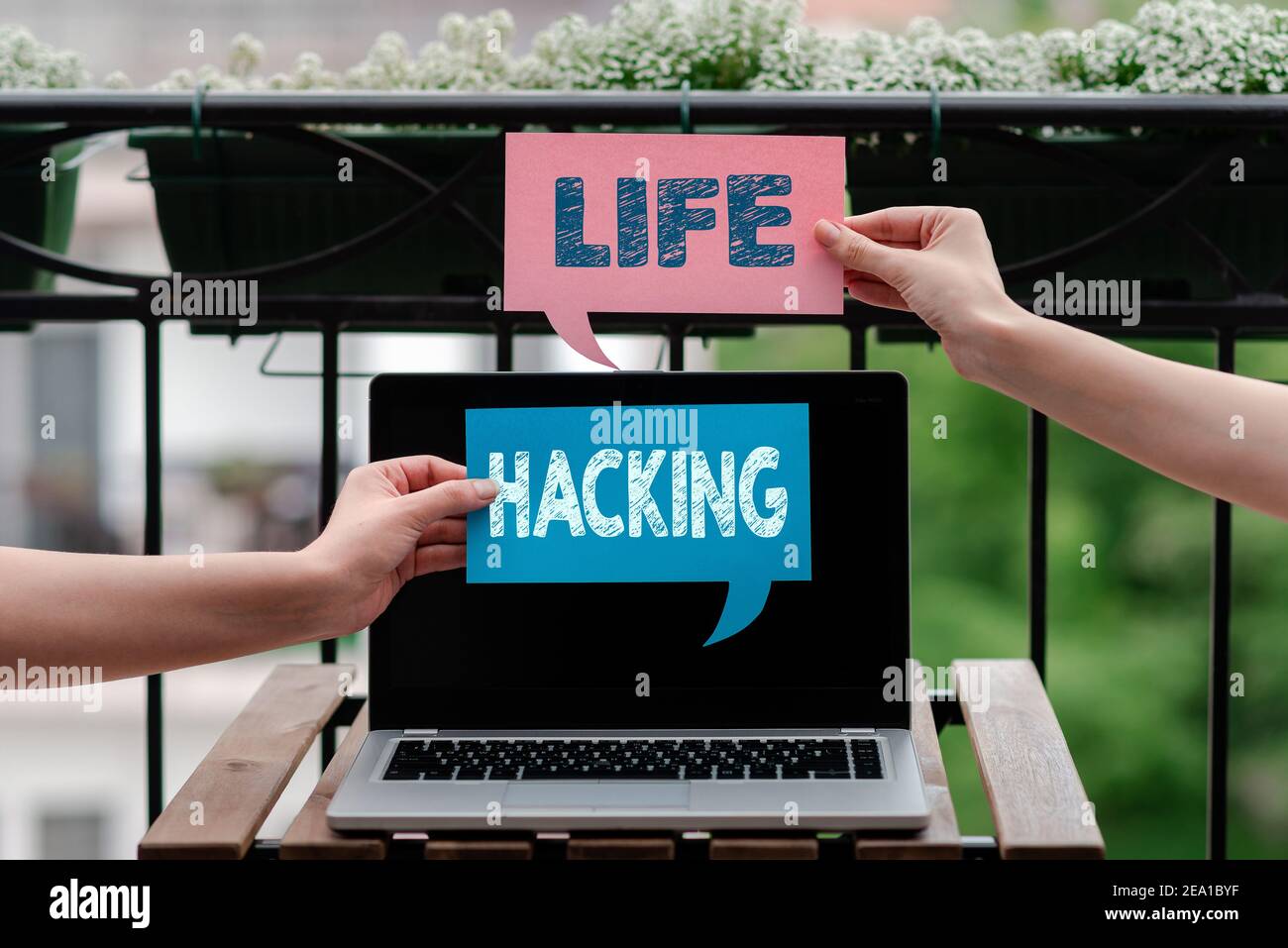 Writing Note Showing Life Hacking Business Concept For Simple And Clever Techniques In Accomplishing Task Easily Empty Bubble Chat Sticker Mock Up Em Stock Photo Alamy