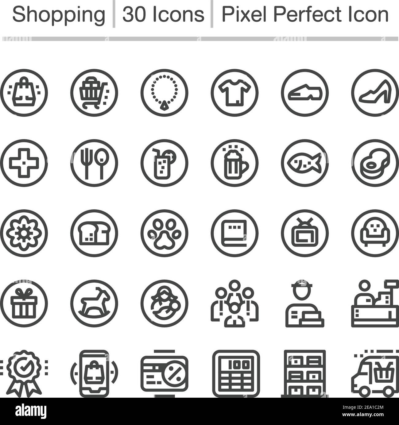 shopping line icon,editable stroke,pixel perfect icon Stock Vector