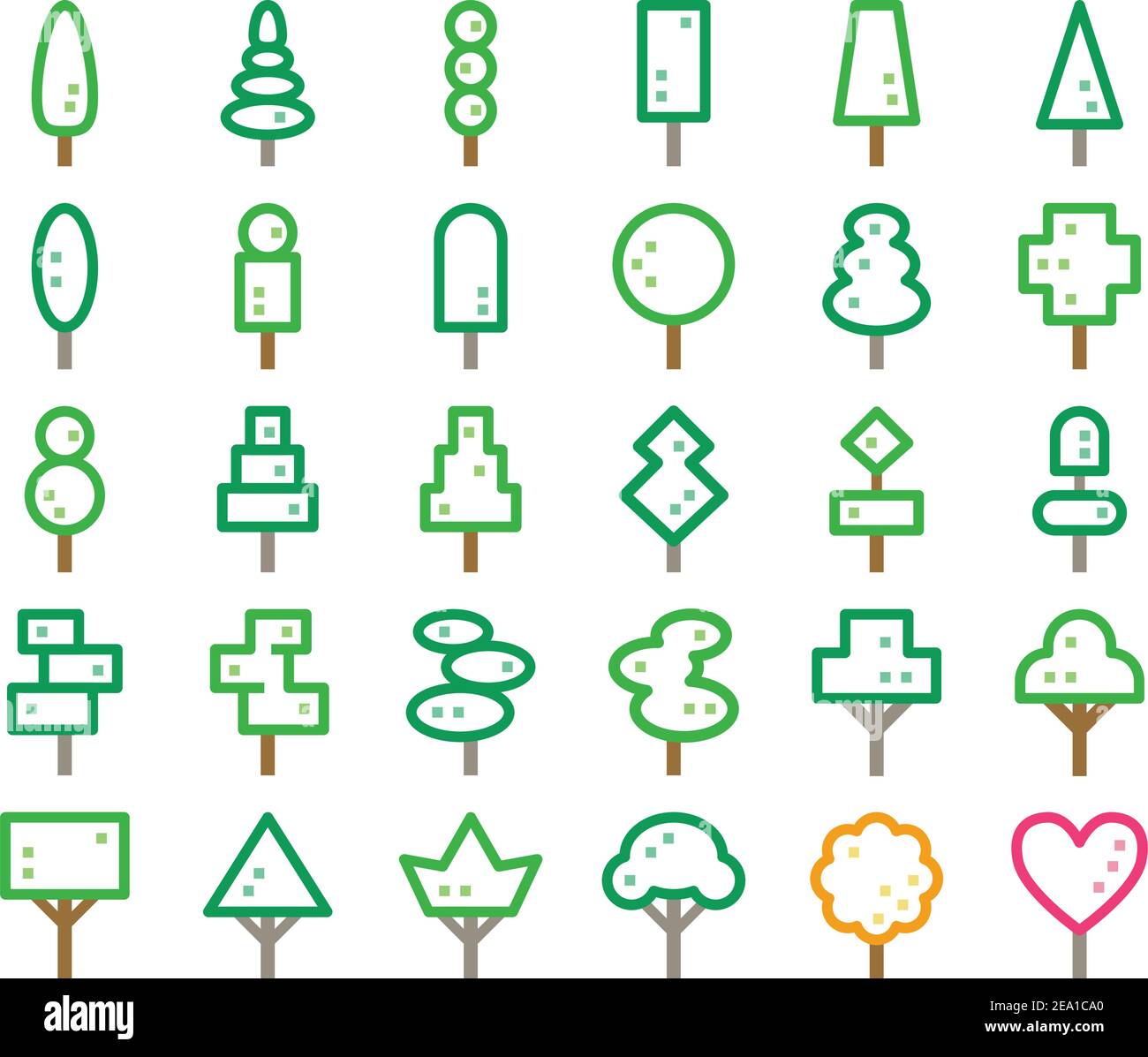 ornamental tree line icon set,editable stroke,pixel perfect icon Stock Vector
