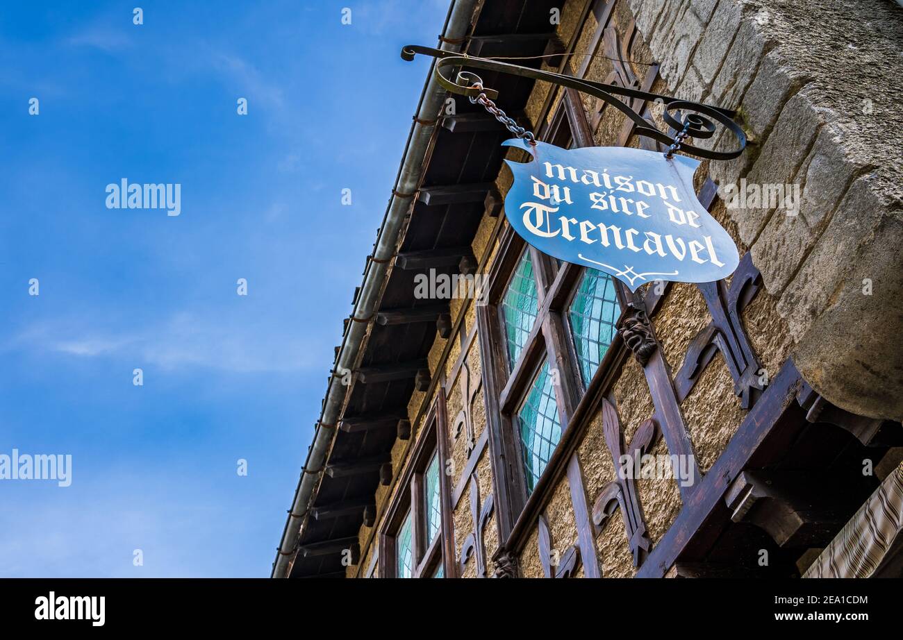 Old medieval tavern in the historic fortified city of Carcassonne Stock Photo