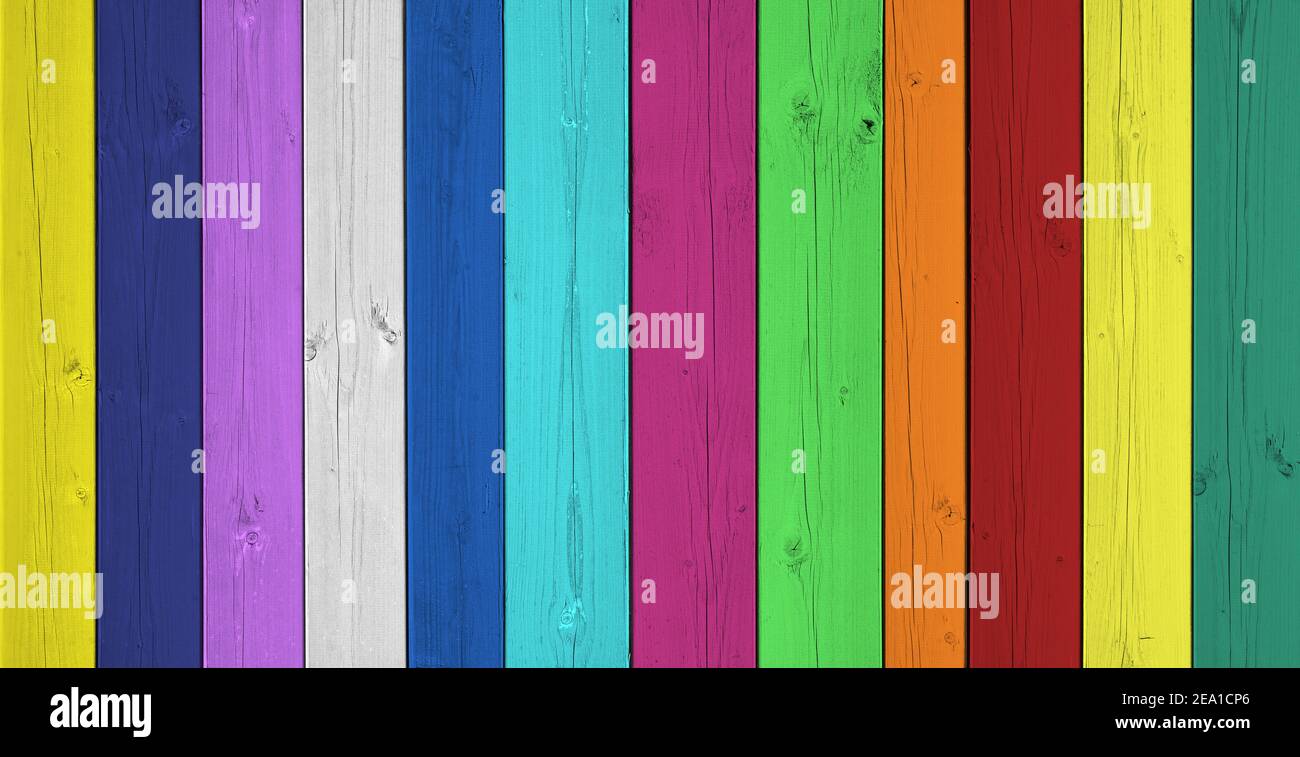 Multi-colored wood planks background Stock Photo