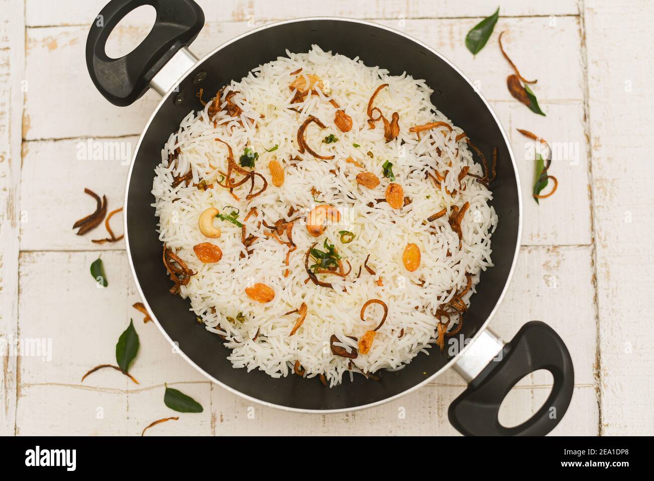 Chicken biryani. Spicy Indian Malabar biryani or Hydrabadi biryani, Dum Biriyani, fish and rice