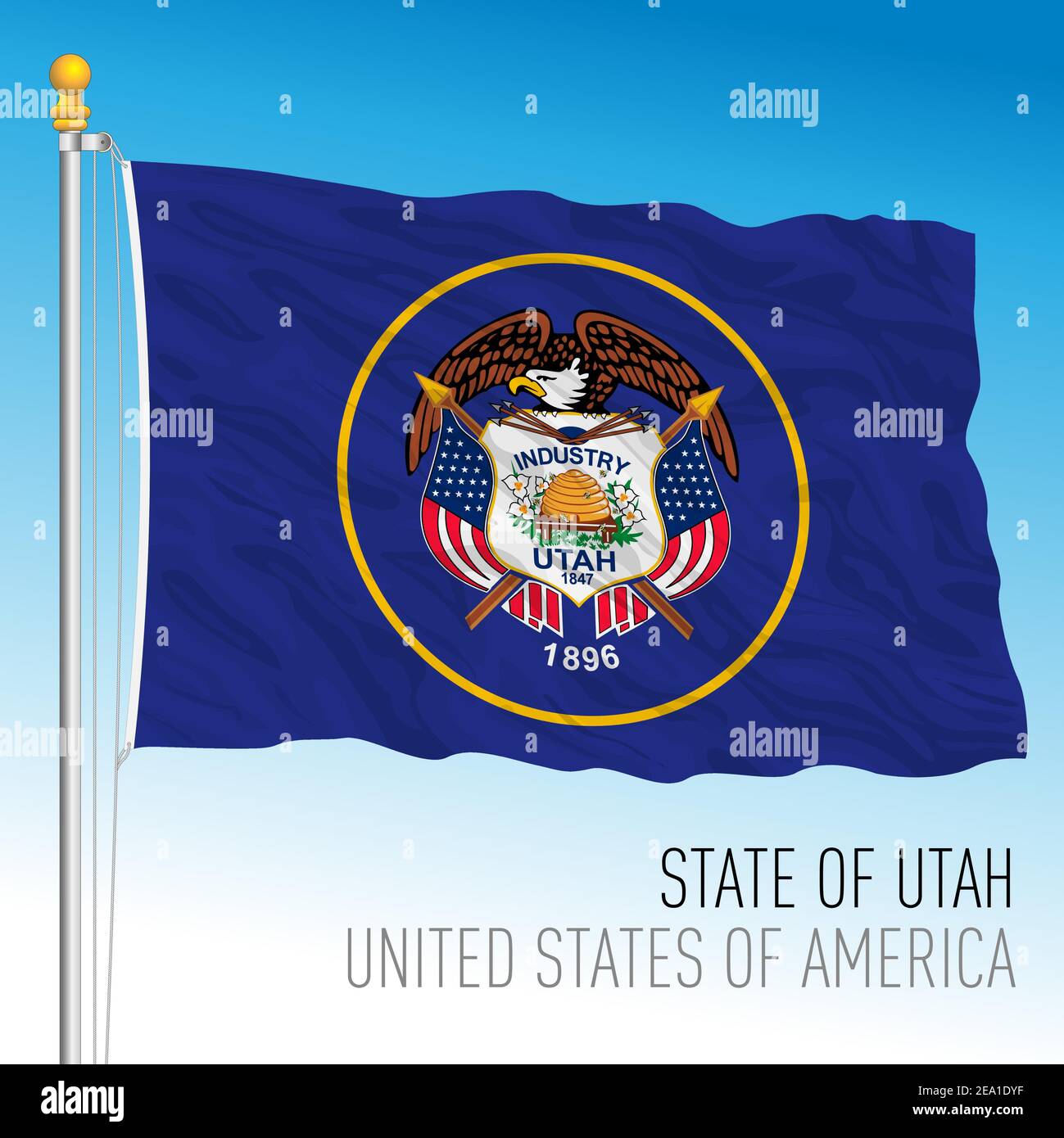 Utah federal state flag, United States, vector illustration Stock Vector