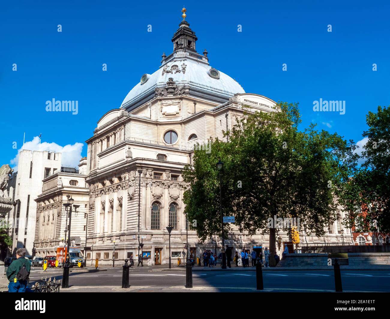 London, UK, August 28, 2010 : Methodist Central Hall (Westminster Central Hall) completed in 1908 standing opposite Westminster Abbey and is a popular Stock Photo