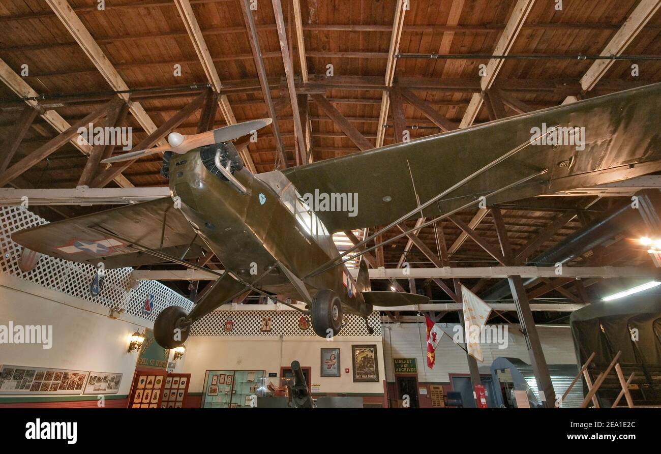 L4 Piper Cub liaison plane, Great Hall at Texas Military Forces Museum at Camp Mabry in Austin, Texas, USA Stock Photo