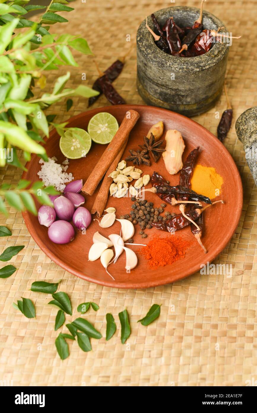 Indian spices powder. Indian spicy curry masala for making curry in