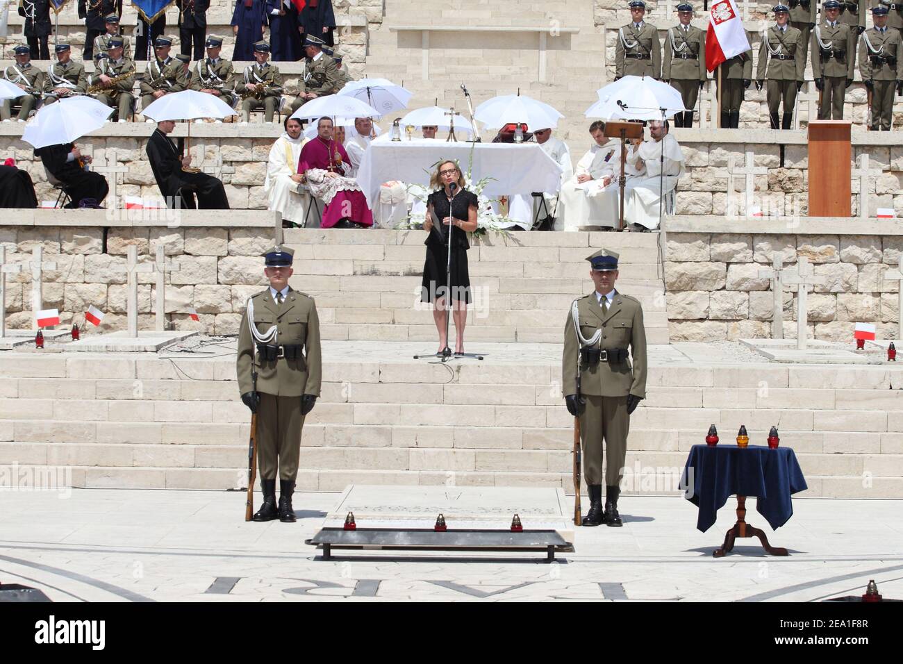 Cassino, Italy - May 21, 2011: Anna Maria Anders attends the ceremony in the Polish military cemetery in Montecassino Stock Photo