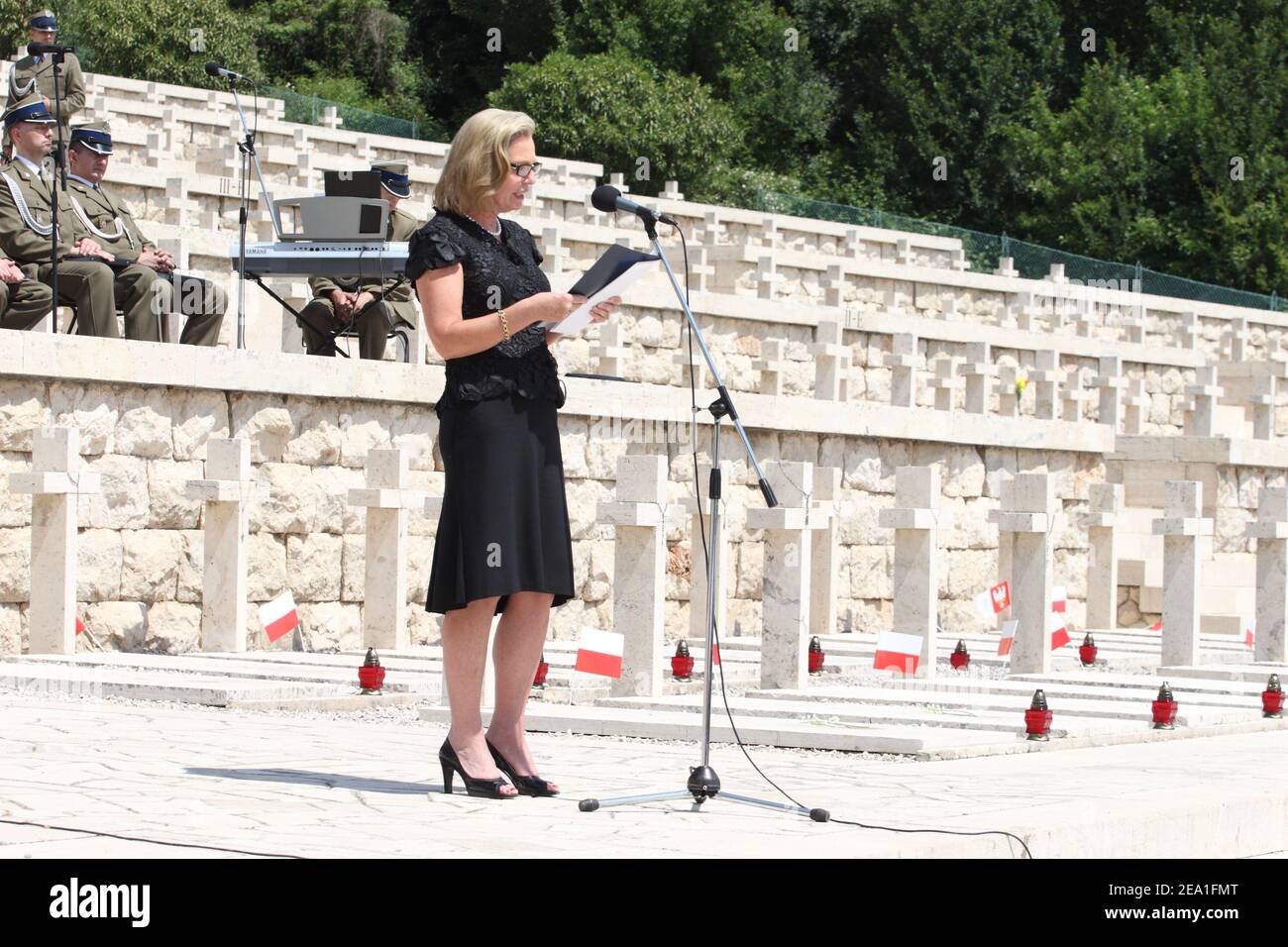 Cassino, Italy - May 21, 2011: Anna Maria Anders attends the ceremony in the Polish military cemetery in Montecassino Stock Photo
