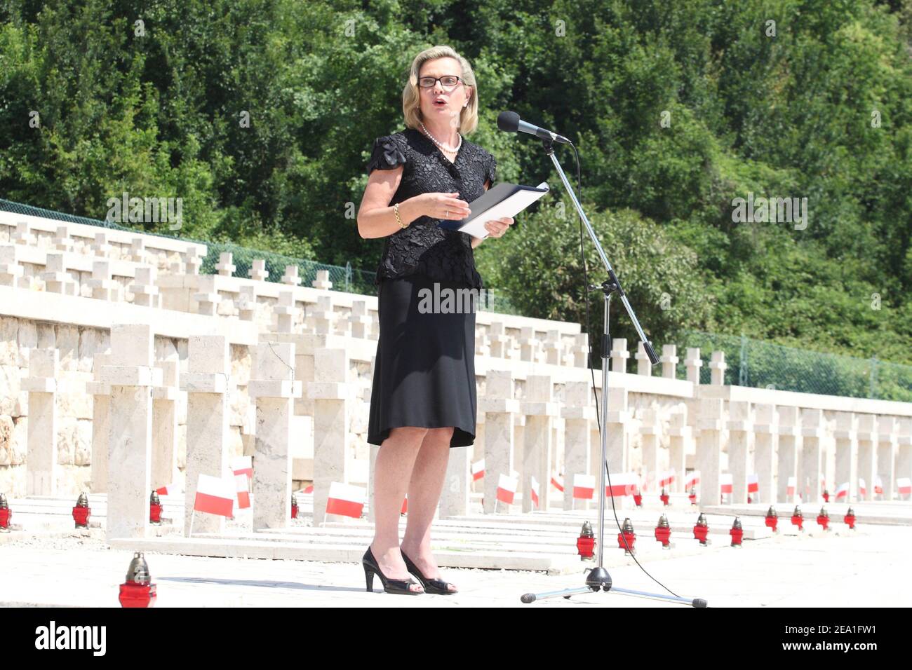 Cassino, Italy - May 21, 2011: Anna Maria Anders attends the ceremony in the Polish military cemetery in Montecassino Stock Photo