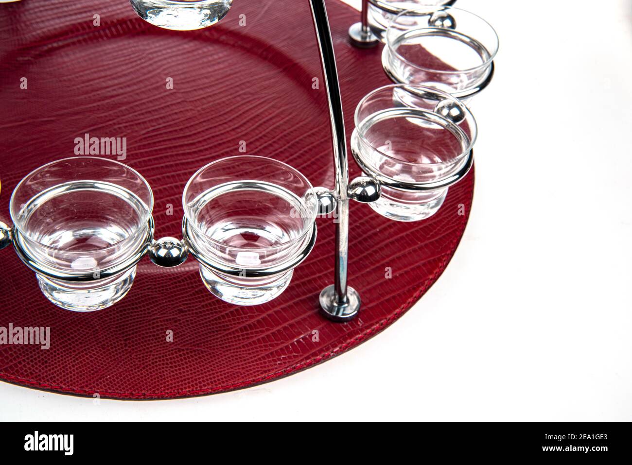 luxury shot glasses set tray isolated Stock Photo Alamy