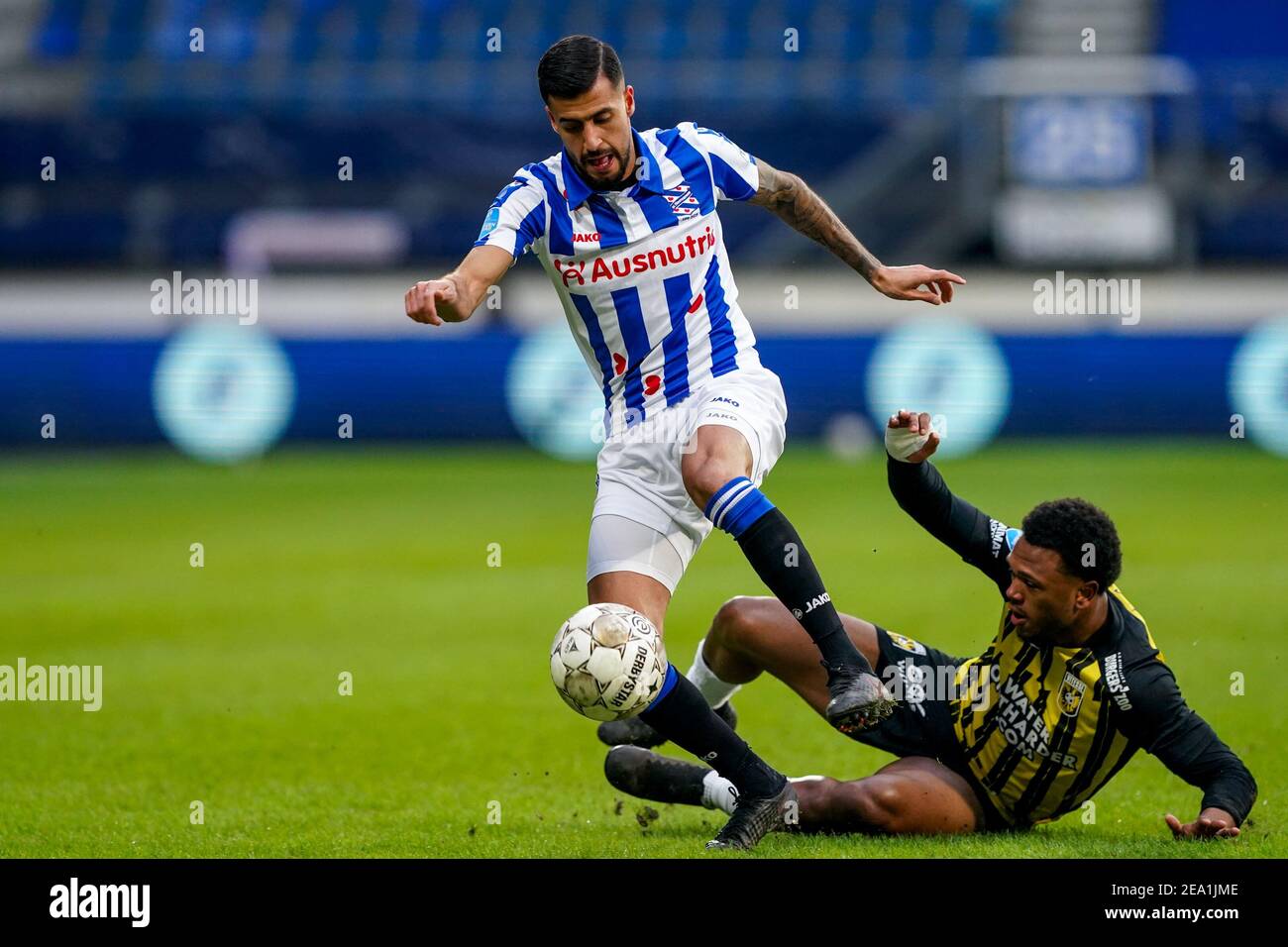 Heerenveen Netherlands February 6 Rami Kaib Of Sc Heerenveen Lois Openda Of Vitesse During The Dutch Eredivisie Match Between Sc Heerenveen And V Stock Photo Alamy