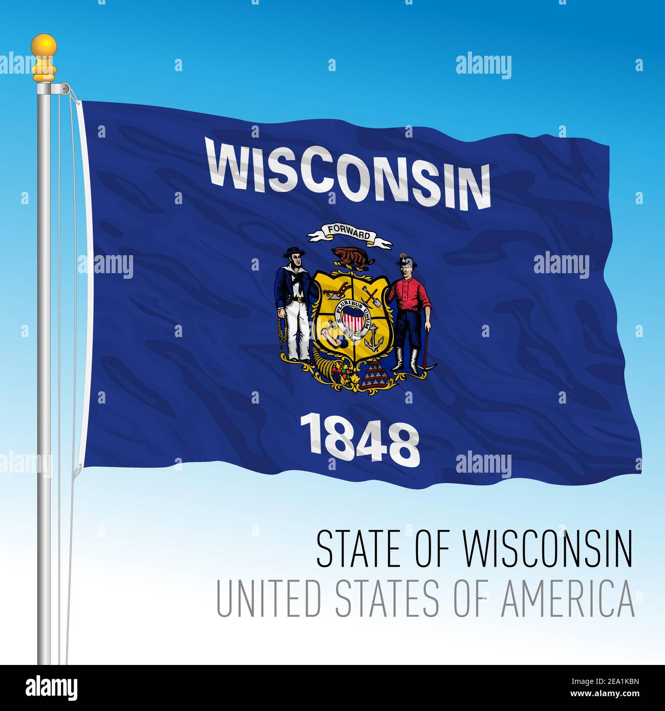 Wisconsin federal state flag, United States, vector illustration Stock Vector