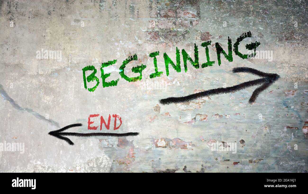 Street Sign the Direction Way to Beginning versus End Stock Photo - Alamy