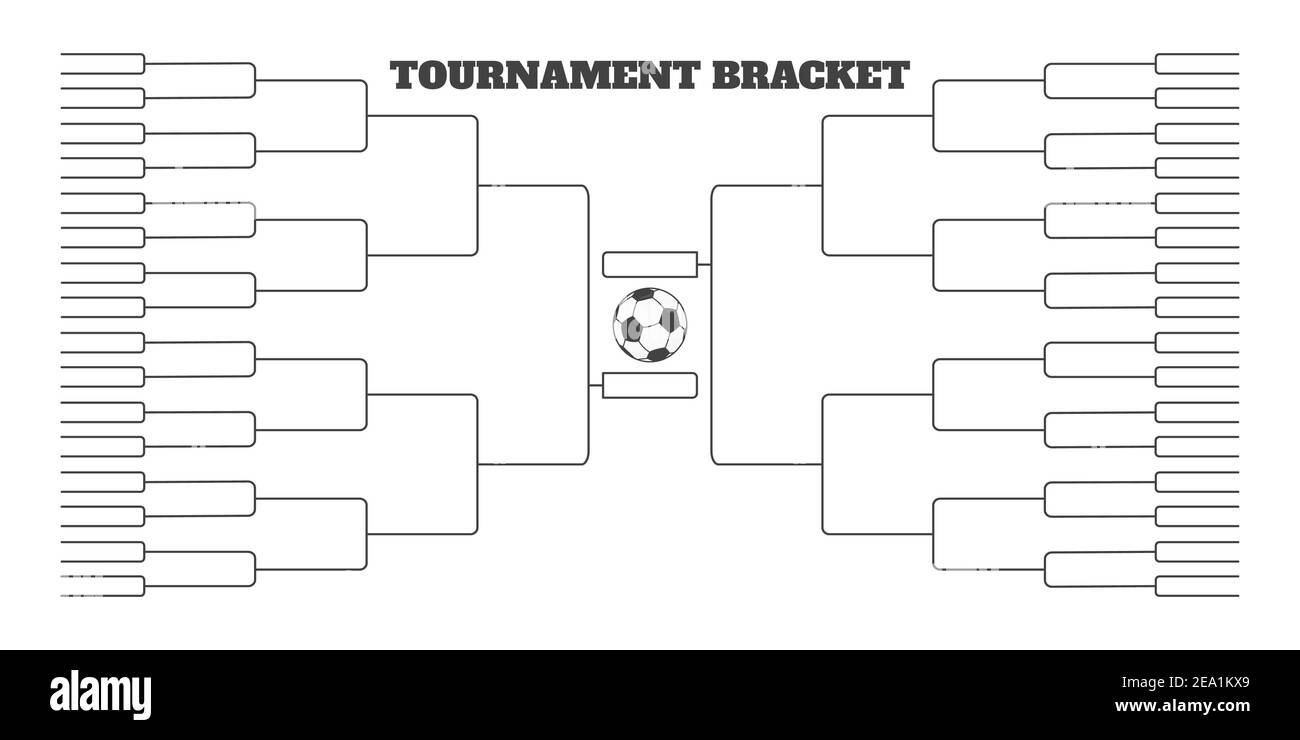 64 soccer team tournament bracket championship template flat style design vector illustration isolated on white background. Championship bracket sched Stock Vector