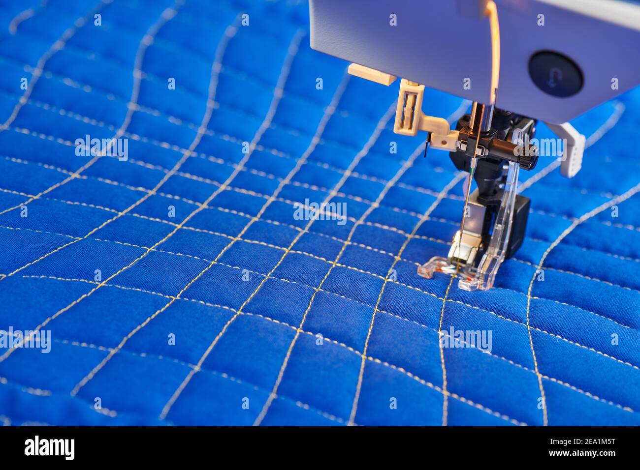 Process quilting with an electric sewing machine by using a freemotion