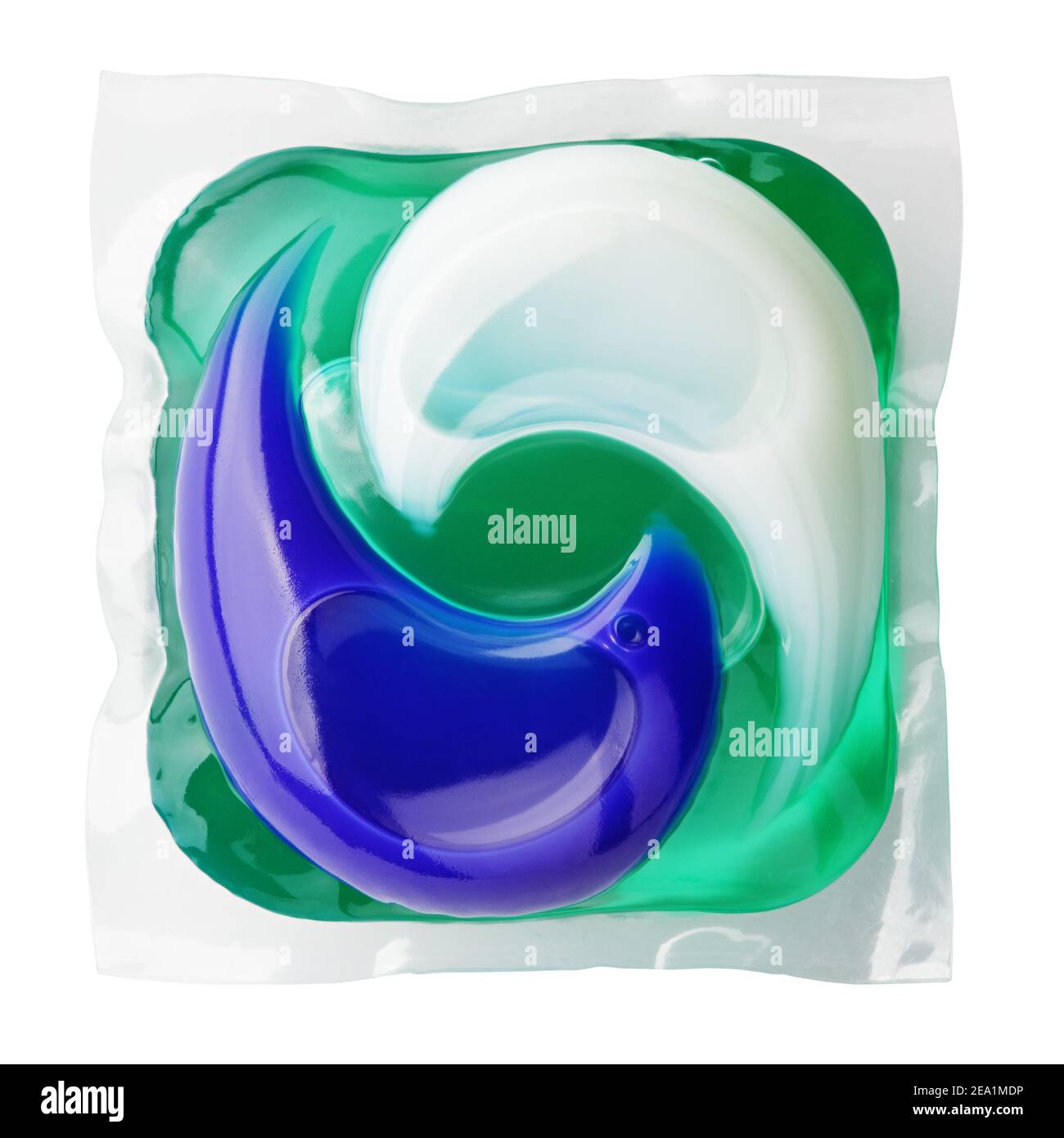 Washing gel capsule pod with laundry detergent isolated on white background with clipping path Stock Photo