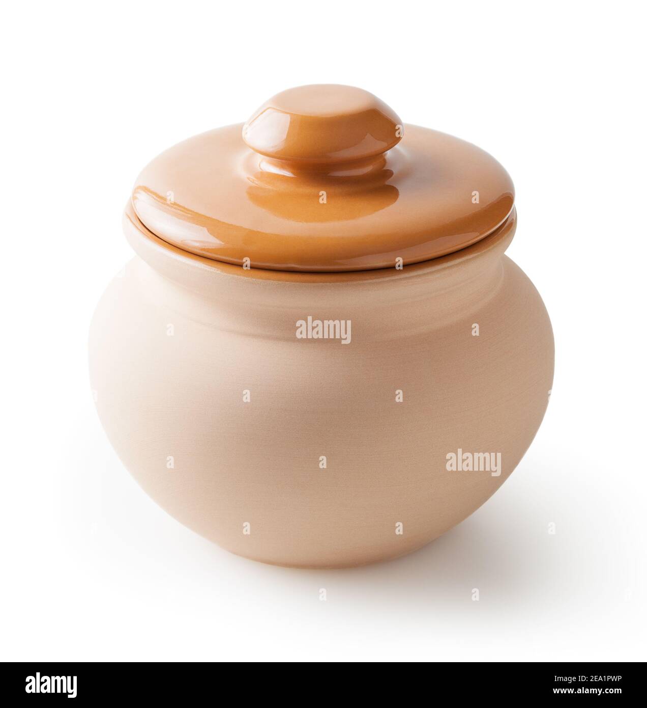 Clay pot with lid isolated on white background with clipping path Stock ...