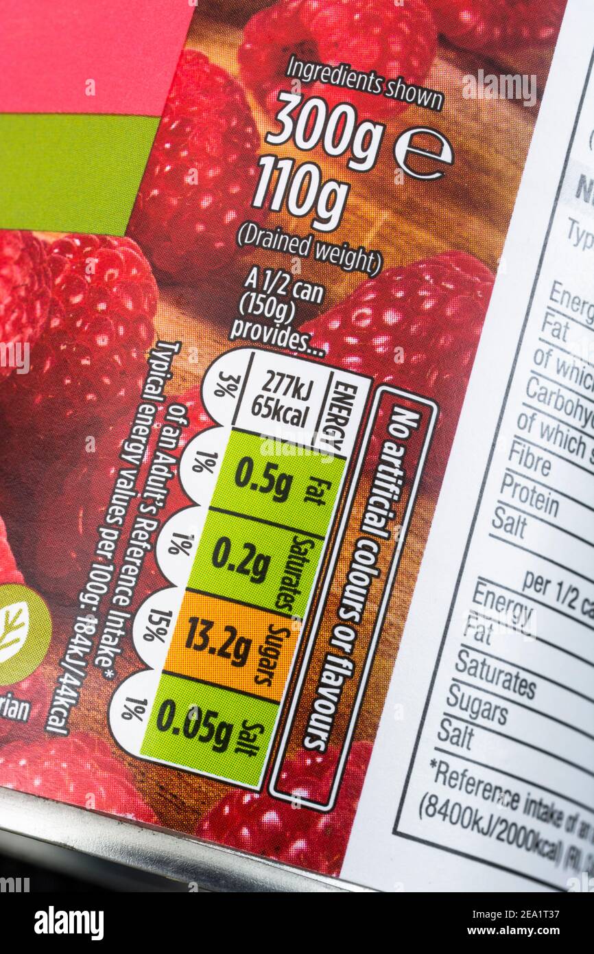Nutrition label tinned fruit hires stock photography and images Alamy