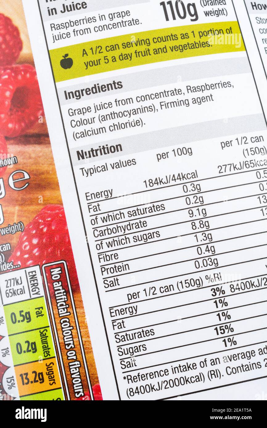Can of Morrison's ownlabel tinned raspberries. For food ingredients
