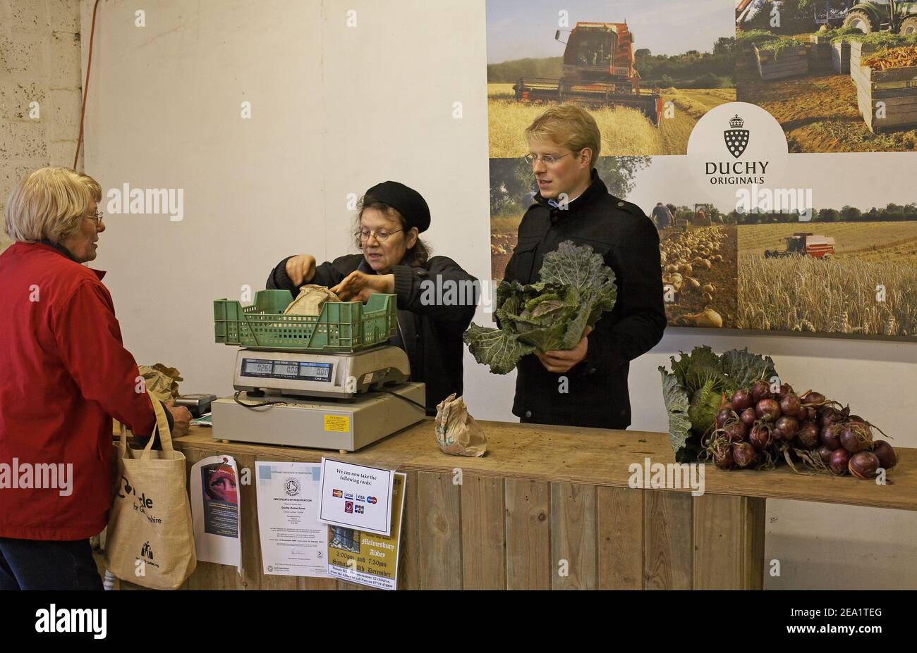 The Veg Shed, on the Duchy Home Farm near Tetbury, sells organic produce from the farm and other local products ,Gloucestershire ,England Stock Photo