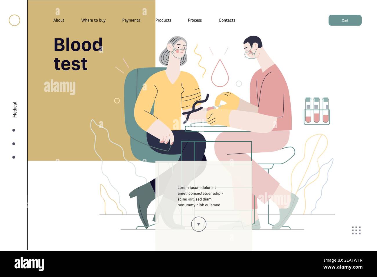 Medical tests illustration blood test modern flat vector concept