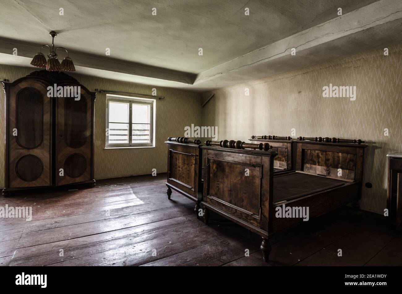 old bedroom with wooden furniture Stock Photo - Alamy