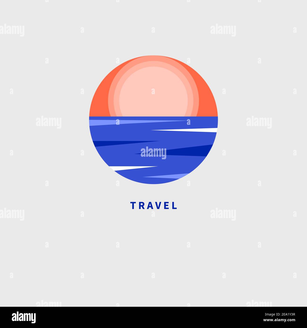 Logo for resort, hotel, travel agency, spa with sun and sea. Geometric ...