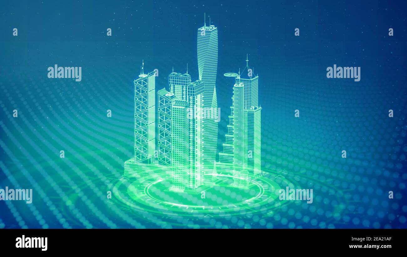 cg 3d illustration of industry, outlined urban district renders Stock ...