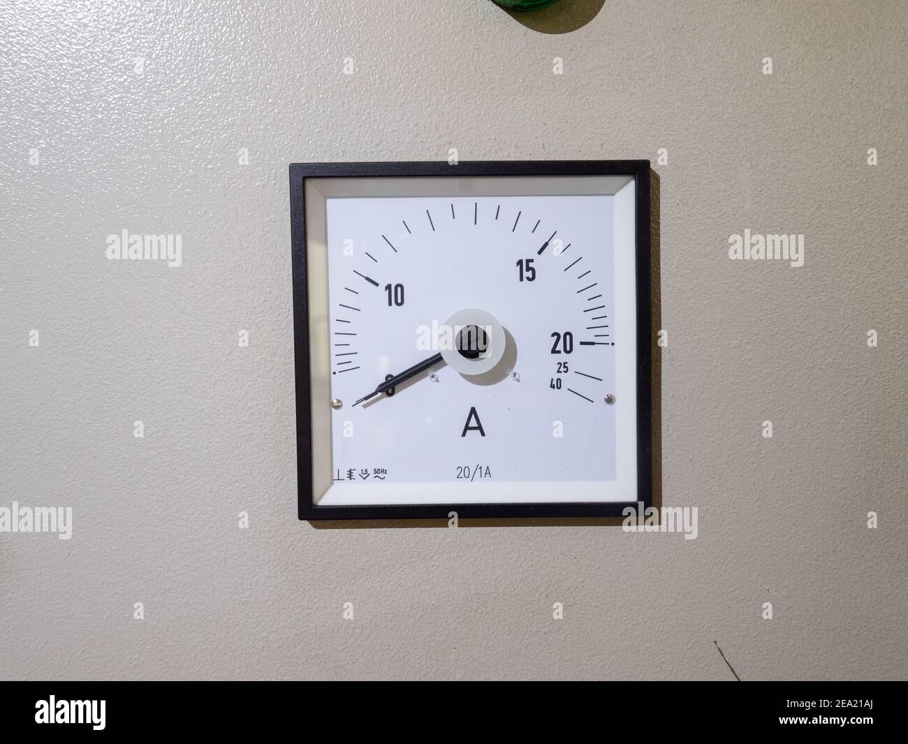 Electrical appliance analog ammeter. Control panel with analog ammeter devices. Stock Photo