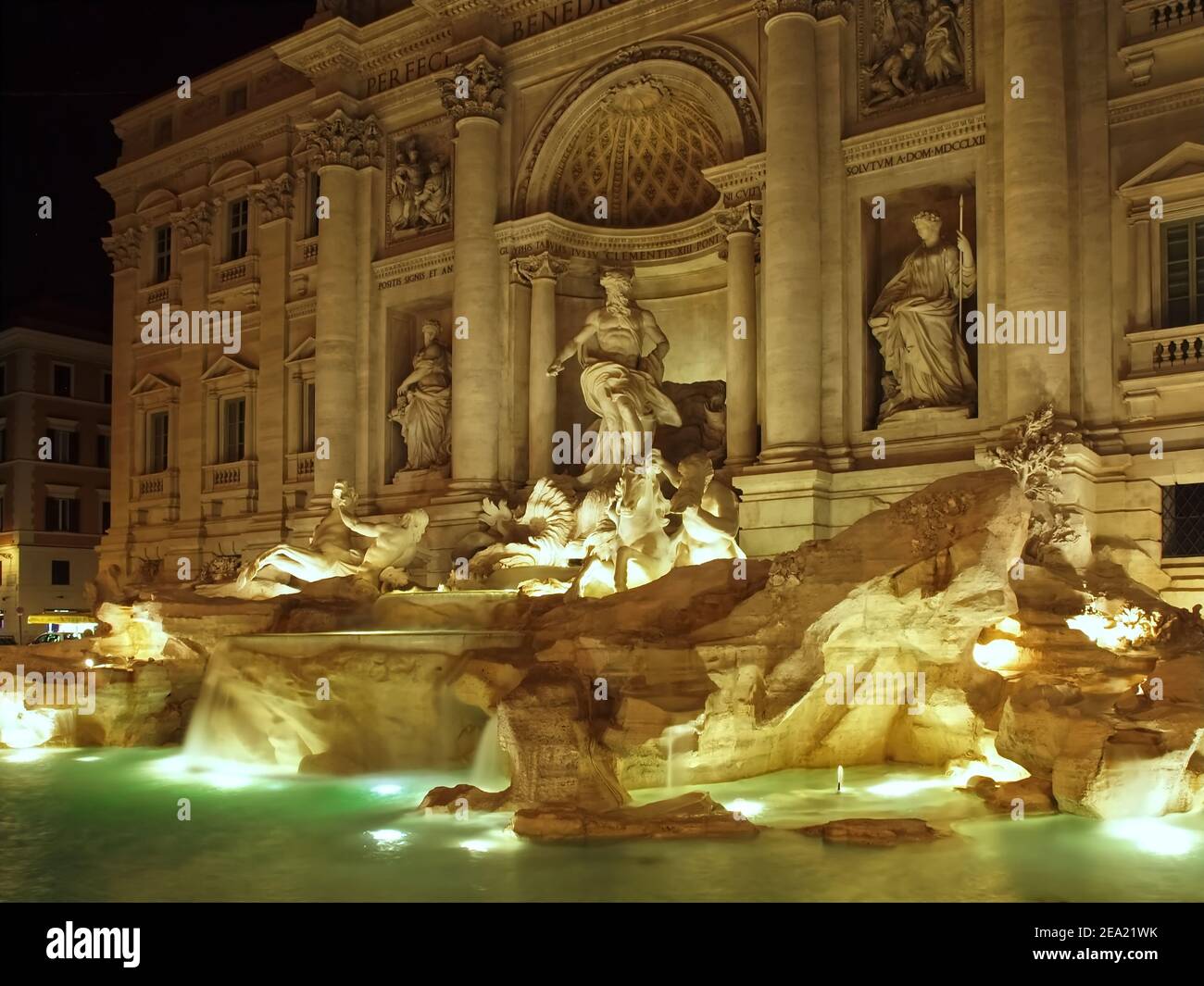 Trevi fountain, Fontana di Trevi in Rome in Italy at night Stock Photo