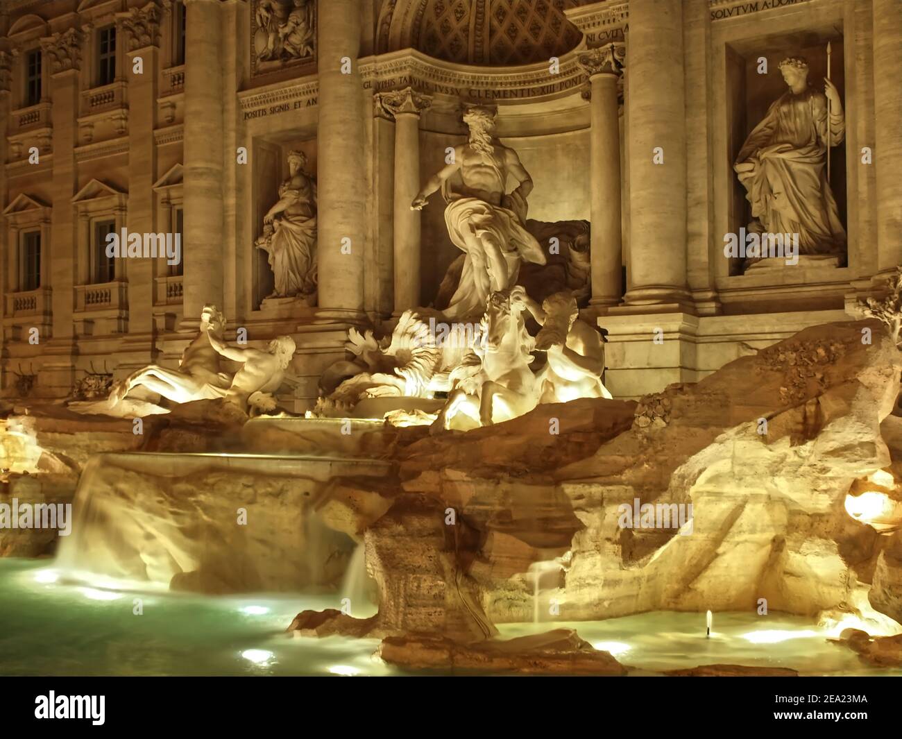Trevi fountain, Fontana di Trevi in Rome in Italy at night Stock Photo